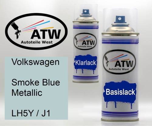 Volkswagen, Smoke Blue Metallic, LH5Y / J1: 400ml Sprühdose + 400ml Klarlack - Set, von ATW Autoteile West.